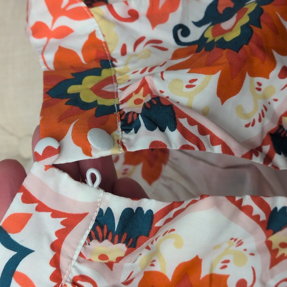 Boden Orange and Cream Floral Crop Top - Picture 14 of 14